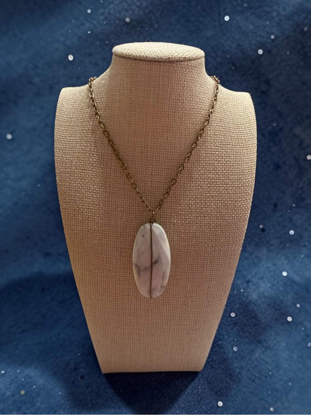 Elegant White Marble Pendant Necklace